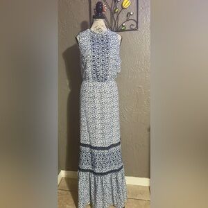 Kensie Navy and White Midi Dress